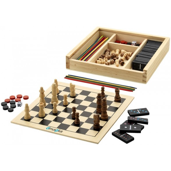Juego publicitario  Backgamon ajedrez damas domino y mikado.