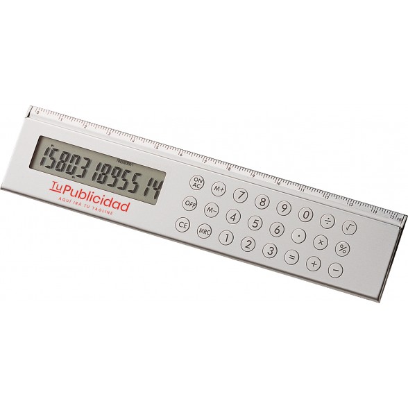 Regla Aluminio de 20 cms con calculadora de 8 dígitos