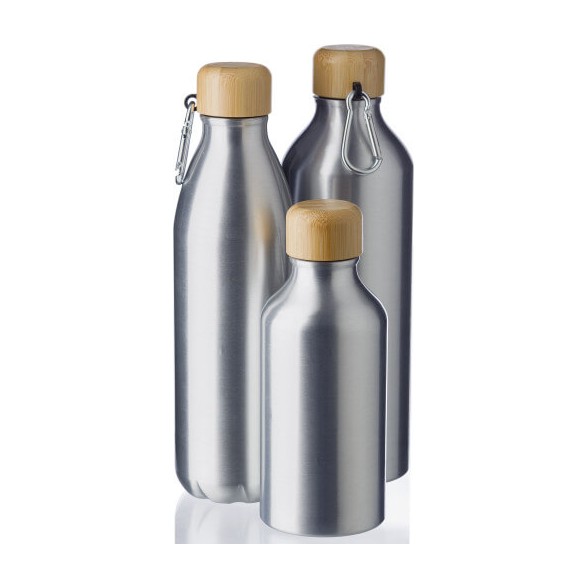 Botella de aluminio 400 ml con tapón de bambú