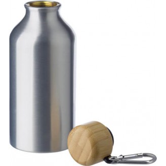 Botella de aluminio 400 ml con tapón de bambú