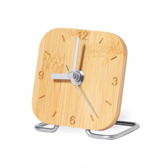 Relojes sobremesa de bambú y acero personalizables para regalos publicitarios originales