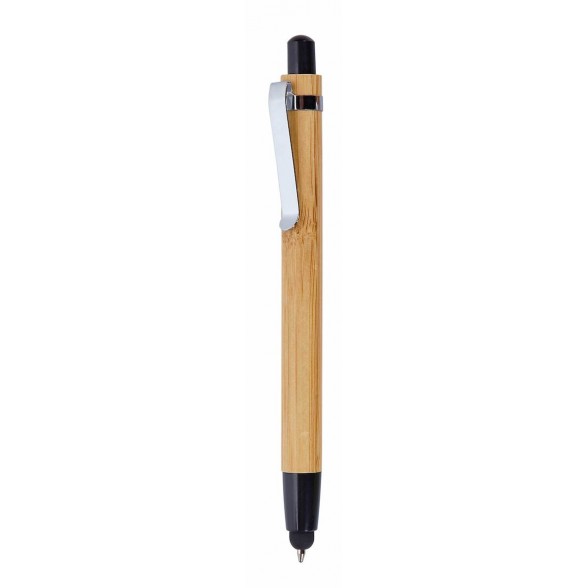 Bolígrafo bambú clip metal y detalles de trigo