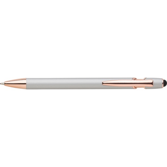 Bolígrafo puntero aluminio detalles oro rosa
