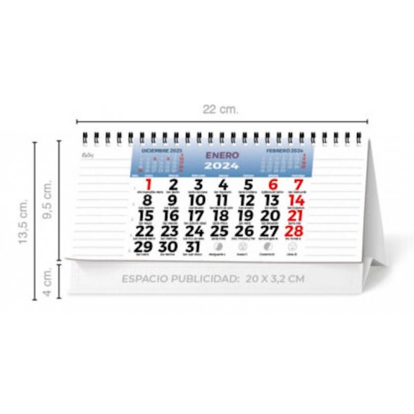 Calendario Sobremesa publicitario 22x13,7 cm
