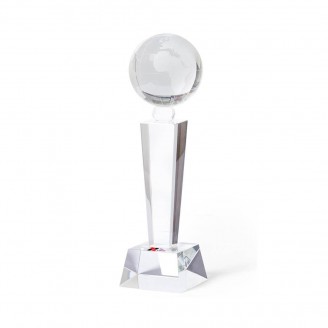 Trofeo de cristal grabados con caja regalo Mundi para celebraciones y eventos
