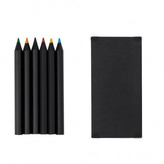 Set 6 lápices madera negra y mina de colores