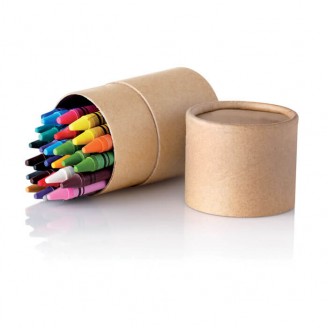 Set 30 lápices de cera en tubo cartón para regalos publicitarios para niños