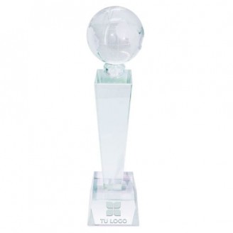 Trofeos cristal globo con estuche regalo personalizados con grabado láser