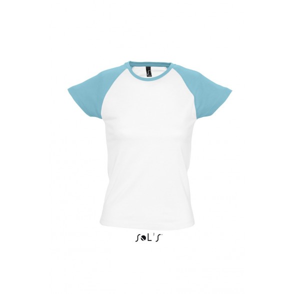 Camisetas publicitarias Sol's de mujer bicolor con manga raglán MILKY