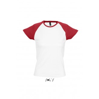 Camisetas publicitarias Sol's de mujer bicolor con manga raglán MILKY
