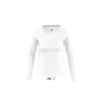 Camiseta mujer de algodón manga larga con cuello redondo - MAJESTIC