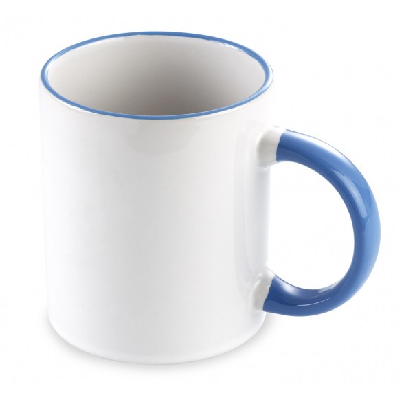 Mug blanco de loza con asa y perfil de color / Mugs Personalizados